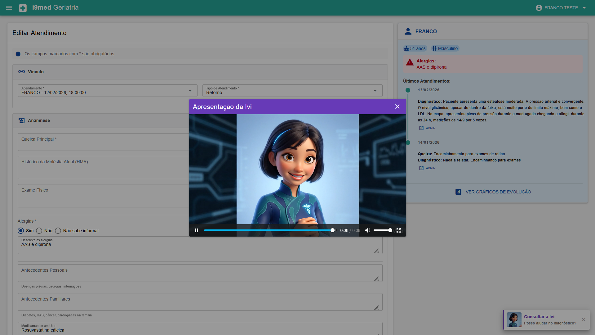 Assistente virtual Ivi do i9Med